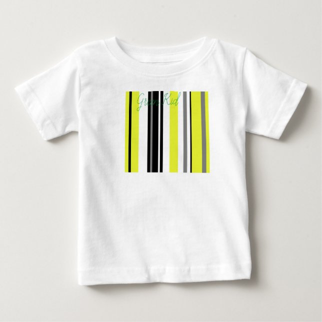 Camiseta De Bebé Minimalismo Amarillo Rayas Negras (Anverso)
