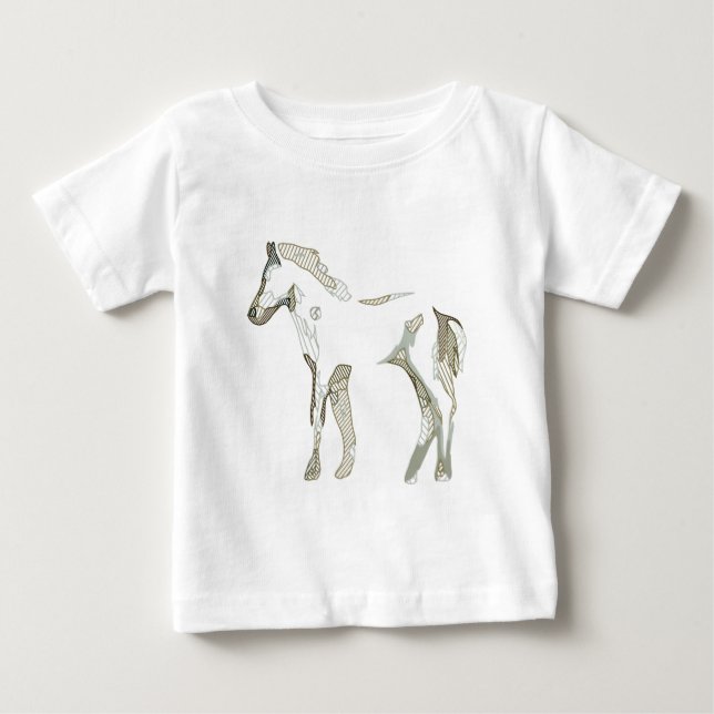 Camiseta De Bebé Mínimo y moderno dibujo de caballos blancos elegan (Anverso)