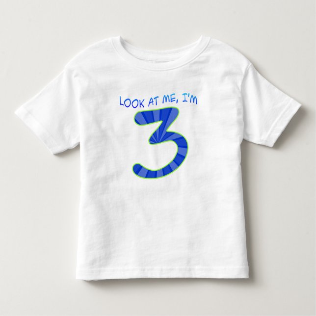 Camiseta De Bebé Mírame, tengo 3 años - Azul (Anverso)