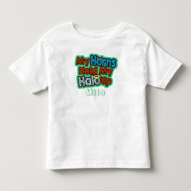 Camiseta De Bebé Mis cuernos sostienen mi Chica o niño - (Anverso)