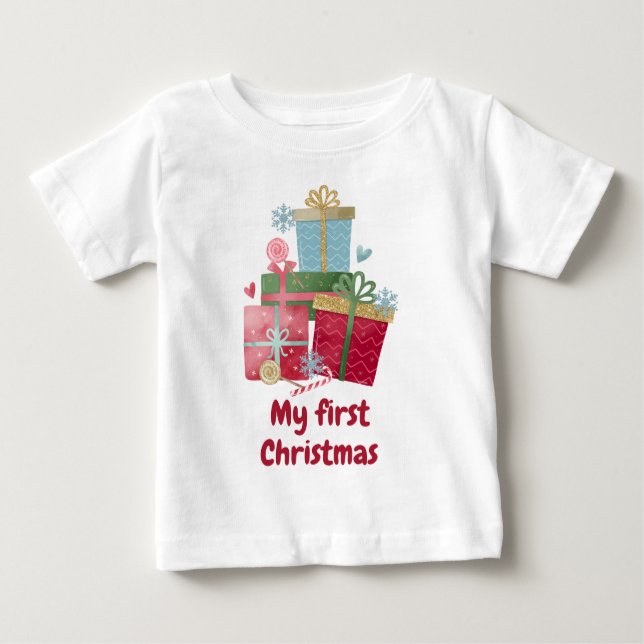 Camiseta De Bebé Mis primeras navidades, regalos de navidades (Anverso)