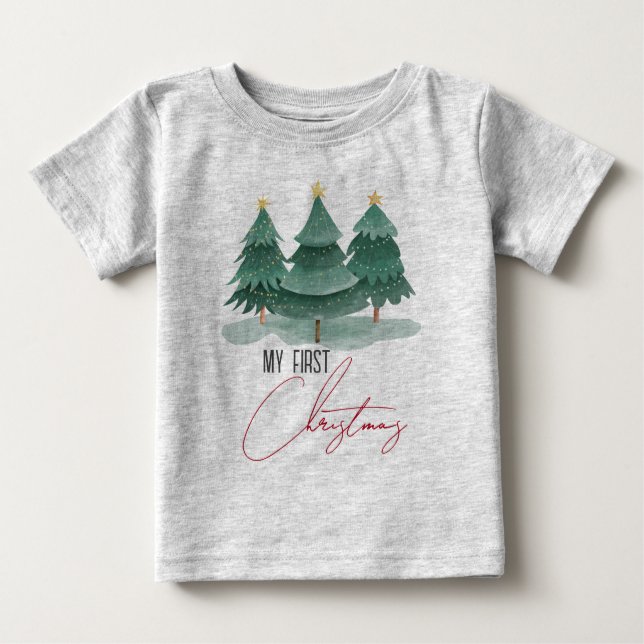 Camiseta De Bebé Mis primeros árboles navideños simples de navidad (Anverso)