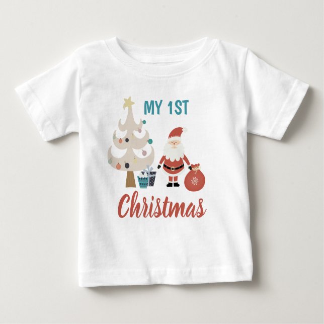 Camiseta De Bebé Mis primeros Navidades adoran el árbol de Santa Na (Anverso)