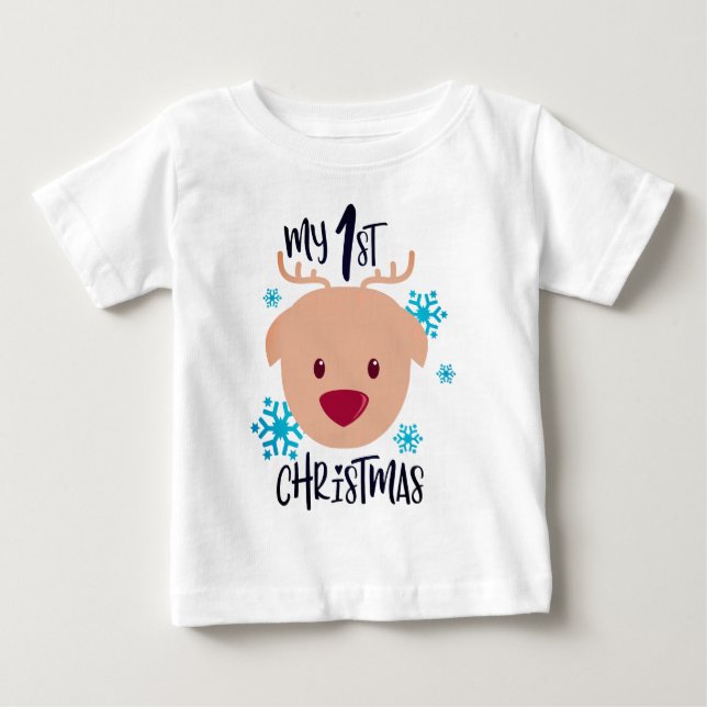 Camiseta De Bebé Mis primeros Navidades cortan reno (Anverso)