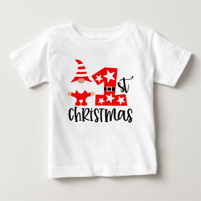 Camiseta De Bebé Mis primeros Navidades Cute Gnome Santa Modern (Anverso)