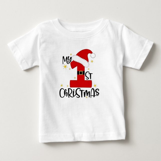 Camiseta De Bebé Mis primeros Navidades - Diseño festivo de camiset (Anverso)