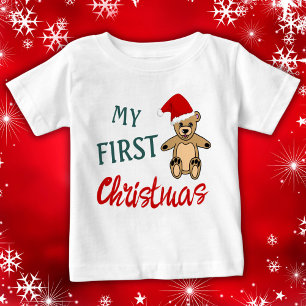 Camiseta De Bebé Mis primeros Navidades Teddy Bear Santa Hat
