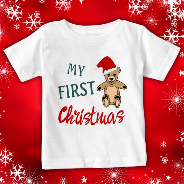 Camiseta De Bebé Mis primeros Navidades Teddy Bear Santa Hat (Subido por el creador)