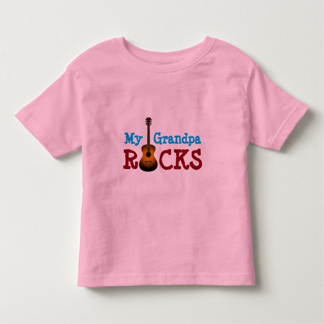Camiseta De Bebé "Mis rocas del abuelo!" con la guitarra (Anverso)
