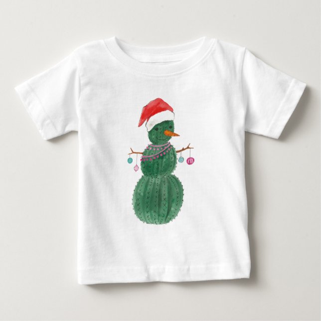 Camiseta De Bebé Mismo un muñeco de nieve del navidad del cactus (Anverso)