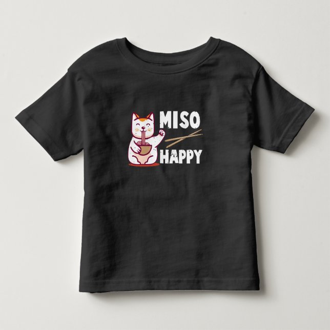 Camiseta De Bebé Miso Feliz Gato Japonés Ramen Pun (Anverso)