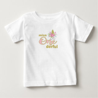 Camiseta De Bebé Miss Maravillosa Unicornio 1er cumpleaños