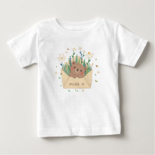 Camiseta De Bebé MISS U: Oso de peluche y flores en sobres