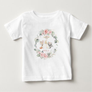 Camiseta De Bebé Moda caprichosa Woodland Rubor Floral rosa
