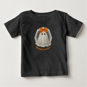 Camiseta De Bebé Moda de Terror Encaje Fantasma con Lazo Naranja