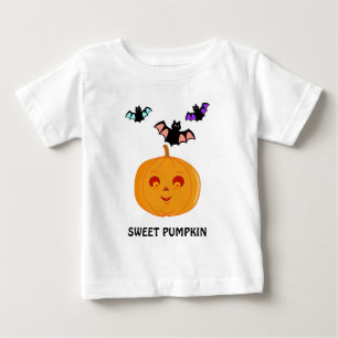 Camiseta De Bebé Moda Murciélagos y Calabaza de Halloween