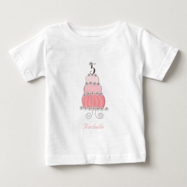 Camiseta De Bebé Moda Whimsical Pastel de Chica Quinto Fiesta de Cu (Anverso)