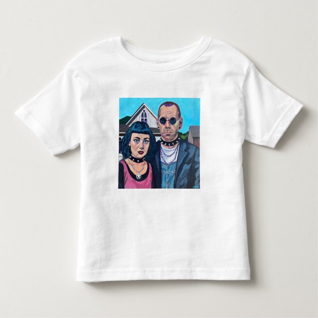 Camiseta De Bebé Modern American Gothic Art - Grant Woods Inspired (Anverso)