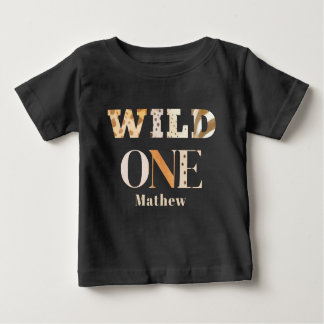 Camiseta De Bebé Modern Animal Print One Wild Safari First Birthday