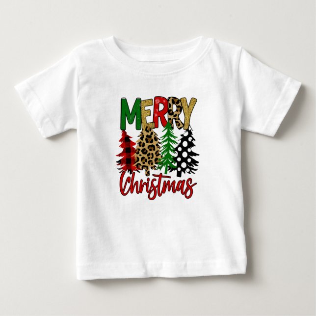 Camiseta De Bebé Modern Christmas Tree Aesthetic (Anverso)