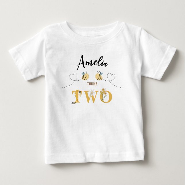 Camiseta De Bebé Moderno Abeja Cuta Segundo Cumpleaños (Anverso)