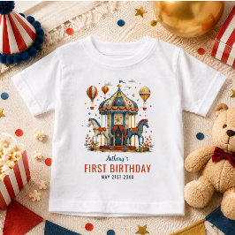 Camiseta De Bebé Moderno Cumpleaños de Circo Carnaval Festivo 1er C