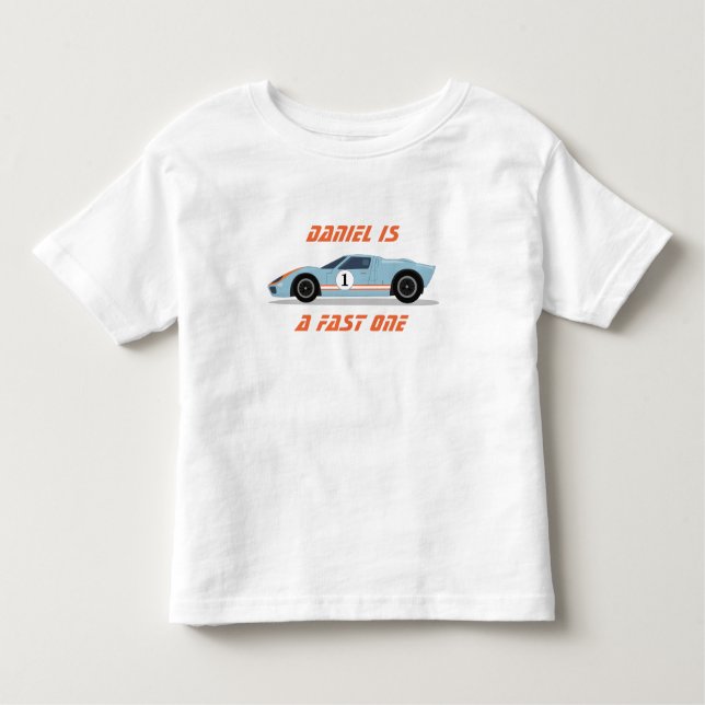 Camiseta De Bebé Moderno Fast One Race Car Boy Primer Cumpleaños (Anverso)