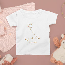 Camiseta De Bebé Moderno Rótulo Zodiaco Gold Pisces | Agua de eleme