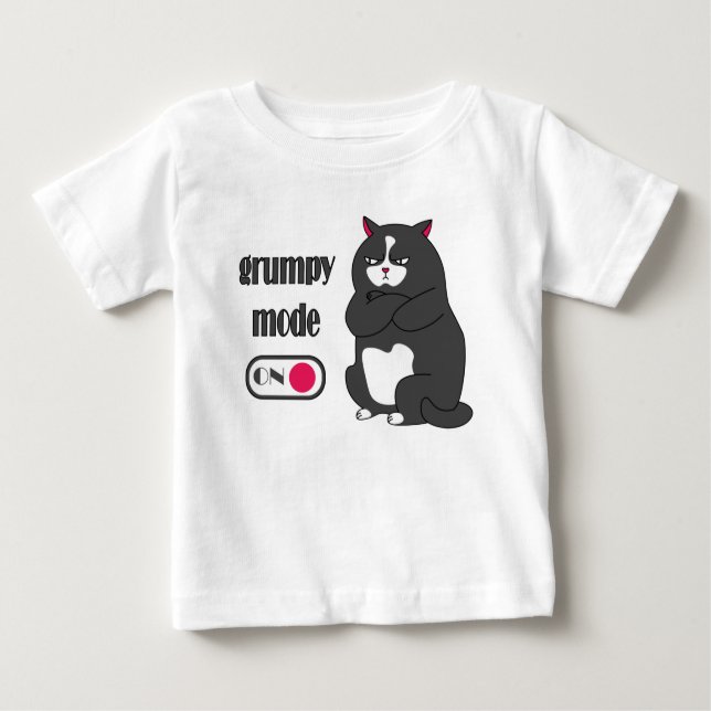 Camiseta De Bebé Modo gruñón en gato gordo gracioso (Anverso)