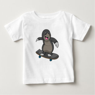 Camiseta De Bebé Mole como Skater con Skateboard