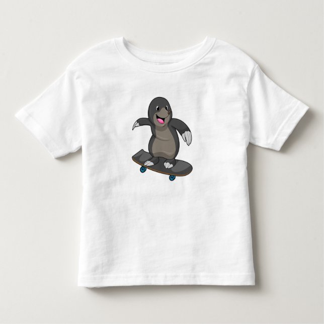 Camiseta De Bebé Mole como Skater con Skateboard (Anverso)