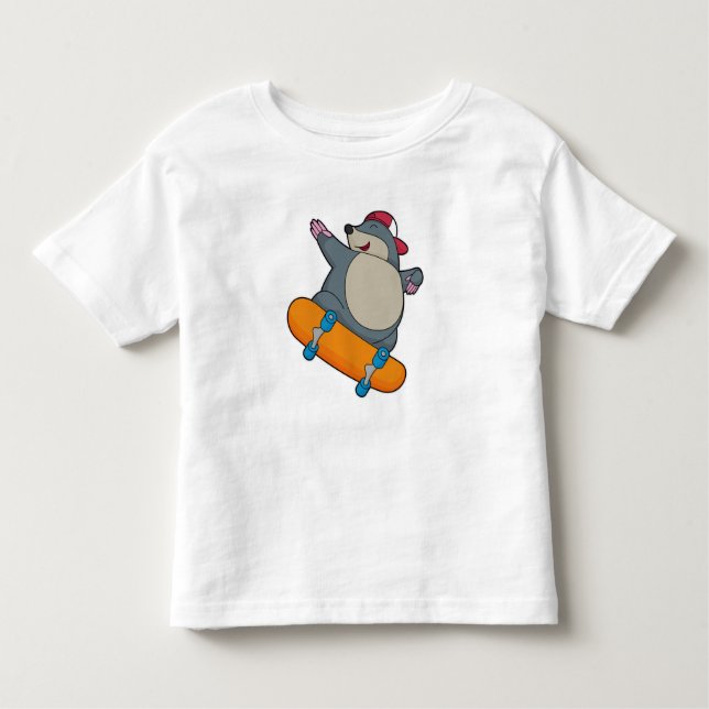 Camiseta De Bebé Mole como Skater con Skateboard (Anverso)