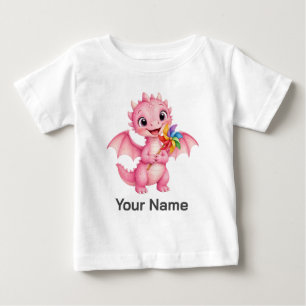 Camiseta De Bebé Molinete de bebé dragón rosa personalizado para ni