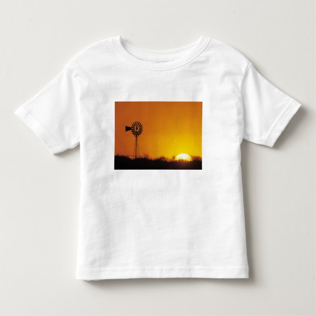 Camiseta De Bebé Molino de viento al atardecer, Sinton, Texas, Esta (Anverso)