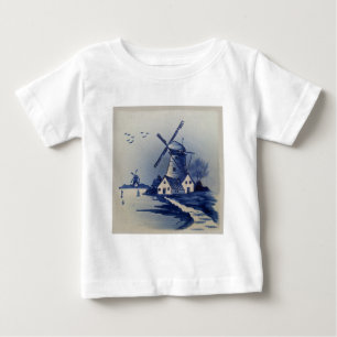 Camiseta De Bebé Molino de viento azul vintage Delft