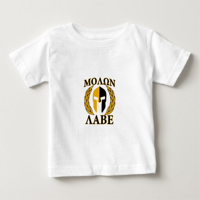 Camiseta De Bebé Molon Labe Spartan Mask Laurels Beige Decor (Anverso)