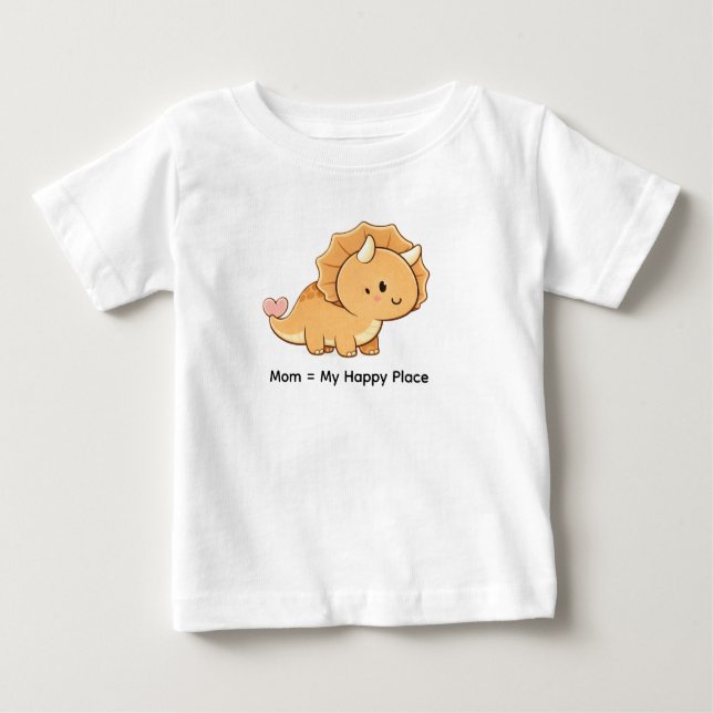 Camiseta De Bebé Mom = My Happy Place – Cute Baby Triceratops Illus (Anverso)