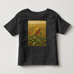 Camiseta De Bebé Monarca con Girasoles