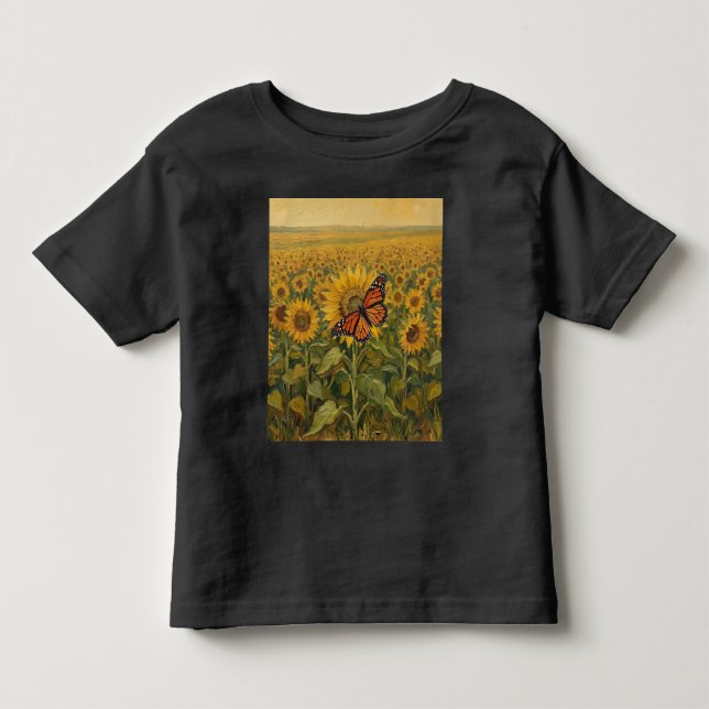 Camiseta De Bebé Monarca con Girasoles (Anverso)