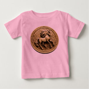 Camiseta De Bebé Moneda de oro redondeada de unicornio