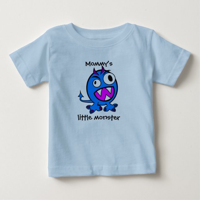 Camiseta De Bebé Monito de Mamá - Versión Azul (Anverso)