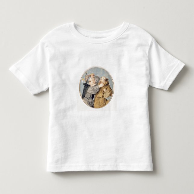 Camiseta De Bebé Monjes T31130 dos que luchan, 1690 (w/c, tinta, (Anverso)