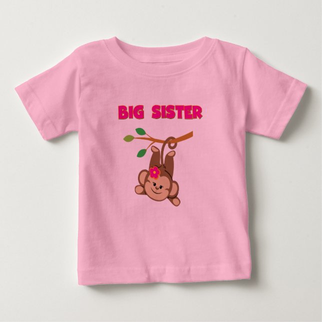 Camiseta De Bebé Monkey Big Sister (Anverso)