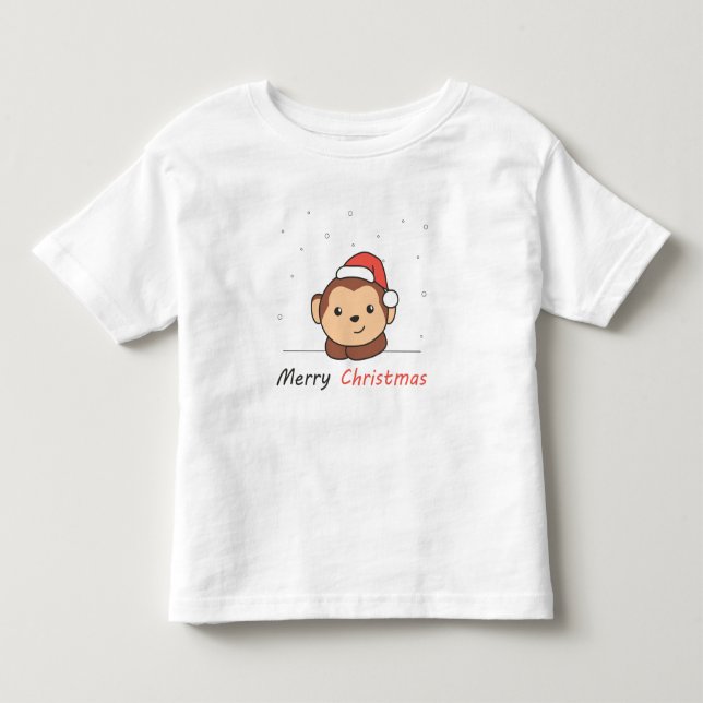 Camiseta De Bebé Monkey Christmas Snow Winter Animals Monkeys (Anverso)