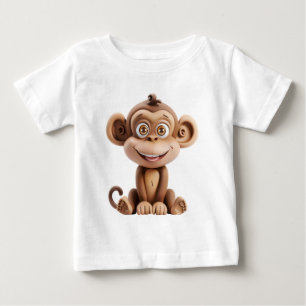 Camiseta De Bebé Mono 3D Adorable – Lindo Animal de Dibujos de la J