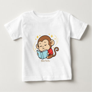 Camiseta De Bebé Mono Adorable Leyendo Libro