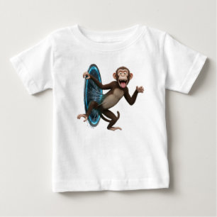 Camiseta De Bebé Mono animado en 3D emergiendo de un por mágico bri