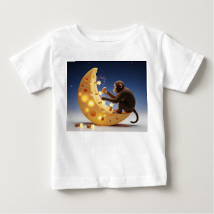 Camiseta De Bebé Mono arreglando una luna de queso suizo con estrel