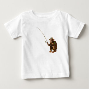 Camiseta De Bebé Mono caprichoso pescando sándwiches en un B