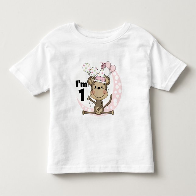 Camiseta De Bebé Mono chica en Fiesta Gorra Primer cumpleaños (Anverso)